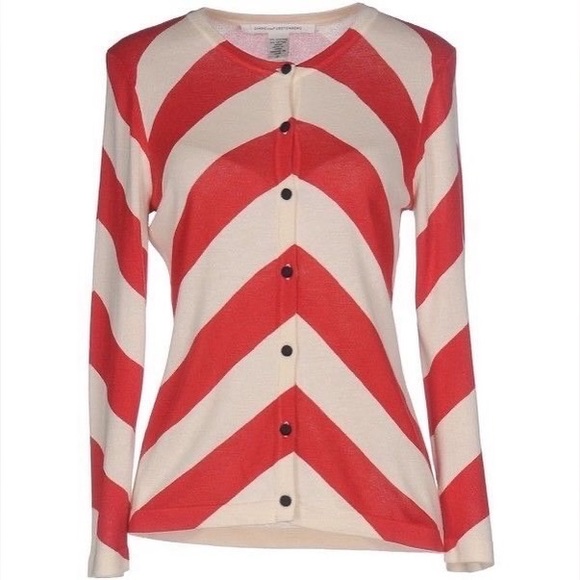 Vintage DVF chevron printed silk cardigan - Picture 2 of 2